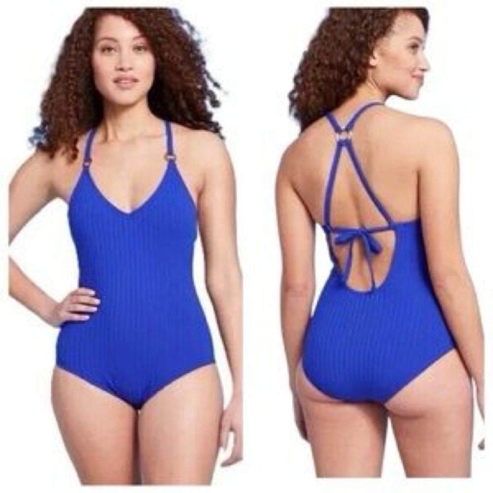 Vibrant Blue One-Piece Swimsuit blue